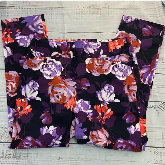 Chicos 0 Perfect Stretch Pull On Ankle Pants Womens S Floral Pockets Mid 30x26.5 - Picture 1 of 12